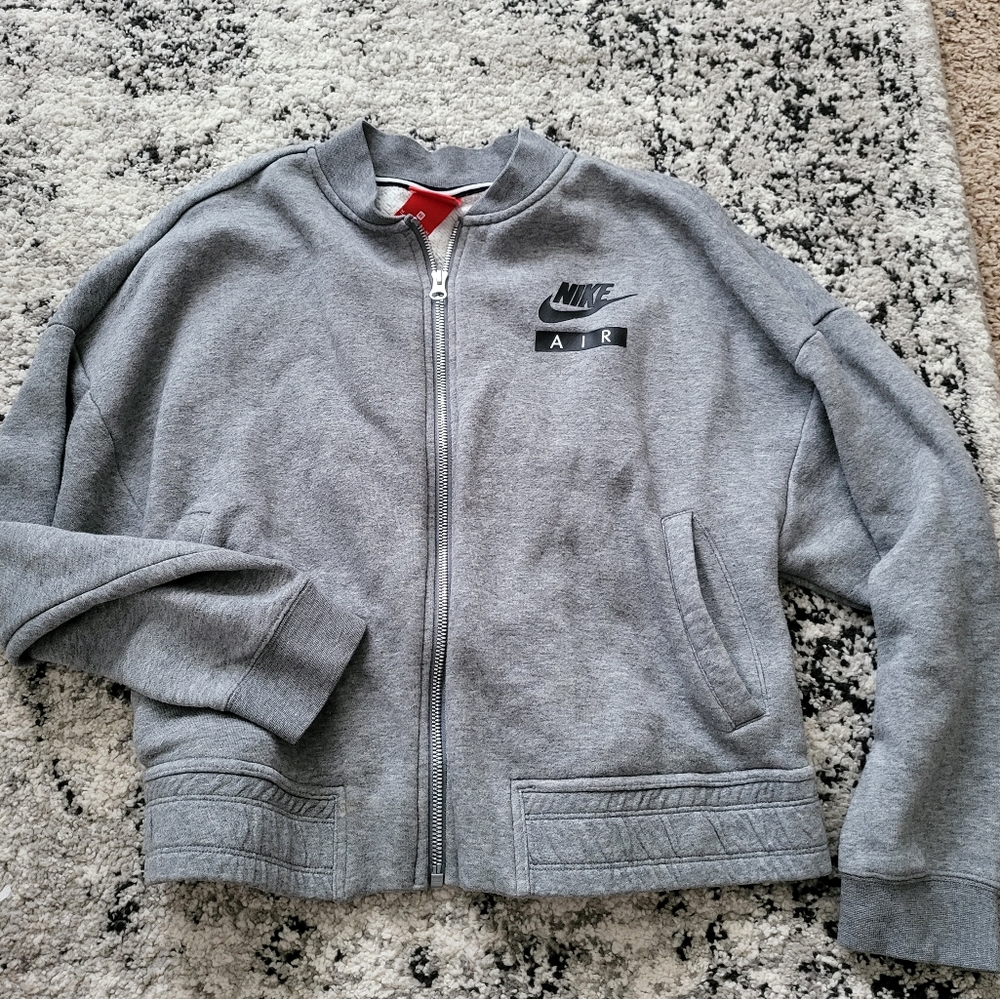 Nike Air Bomber Casual Jacket Womens Size M Gray White Black